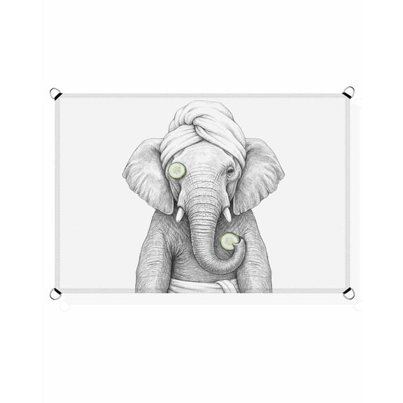 Grey Animals Sun Shade Sail 12'X16' Funny Elephant with Bath Wrap Cucumber Slice Gray Modern UV Block Outdoor Sail Shades Breathable Waterproof Rectangular Sunshade for Patio Garden Pool Porch