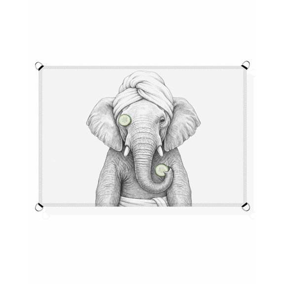 Grey Animals Sun Shade Sail 14'X18' Funny Elephant with Bath Wrap Cucumber Slice Gray Modern UV Block Outdoor Sail Shades Breathable Waterproof Rectangular Sunshade for Patio Garden Pool Porch