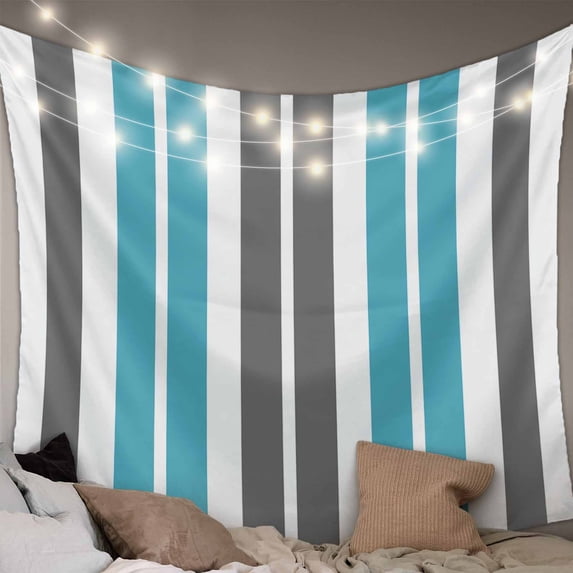 Grey Aqua Stripes,Tapestry for Bedroom Wall Hanging Tapestry,Abstract Contemporary Minimalist Geometric Ceiling Backdrop Tapestries Poster Blanket Wall Decor for Teens Room Living Room Dorm 59" x 79"