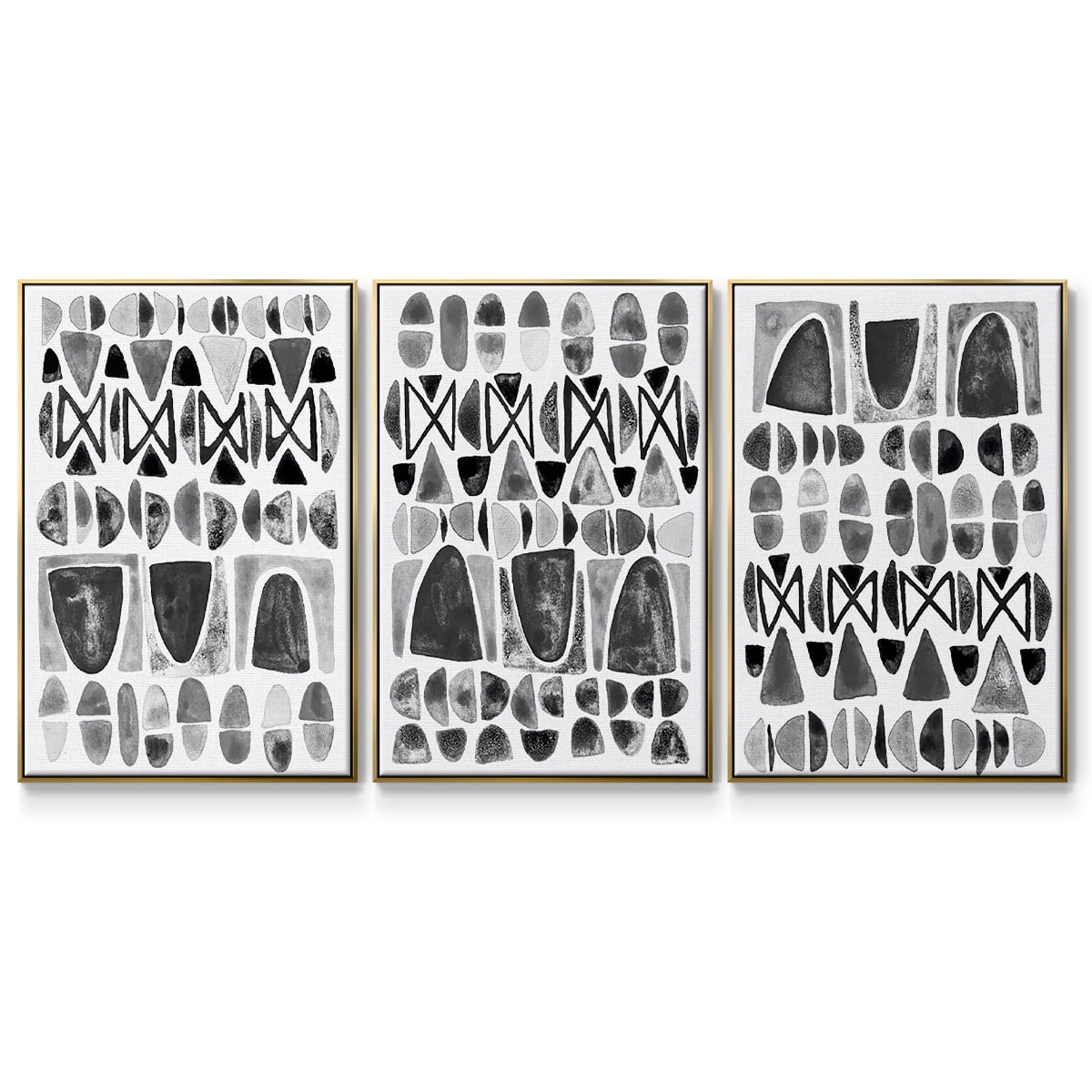 Grey Arches I - Framed Premium Gallery Wrapped Canvas L Frame 3 Piece Set - Ready to Hang