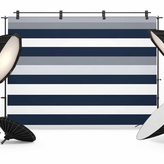 Grey and Backdrop for Photography, Dark Blue Stripe Abstract Geometric Striped Photo Backdrop Portrait Background Party Banner Photo Backgrounds for Studio Booth Props, 7x5ft
