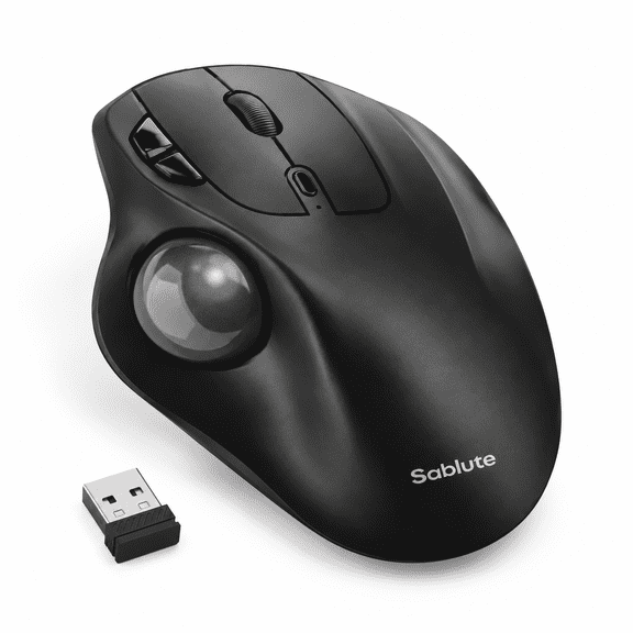 Grey Ball Wireless Trackball Computer Mouse with 5 Adjustable DPI Levels