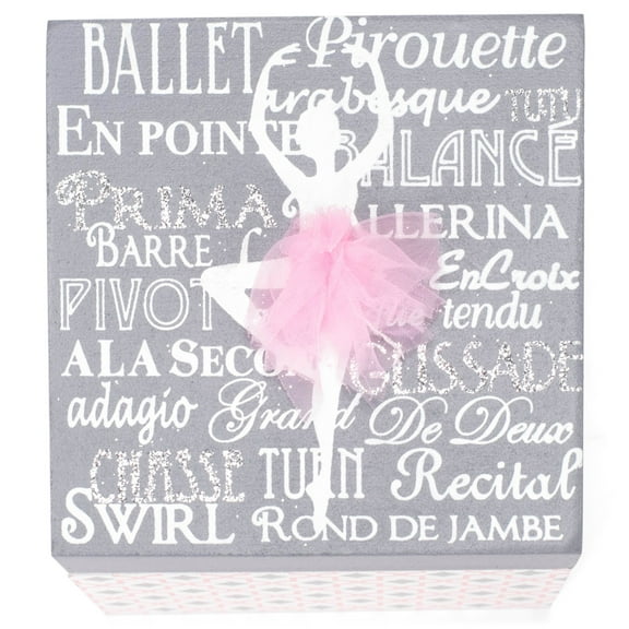 Grey Ballet Dancer Slipper 4 x 4 MDF Decorative Keepsake Box
