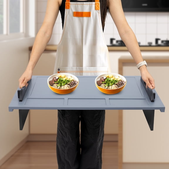 Grey Bamboo 85*55.5cm Gas-Fired Electric Stove Cover Detachable Handle Multifunctional Kitchen Cover