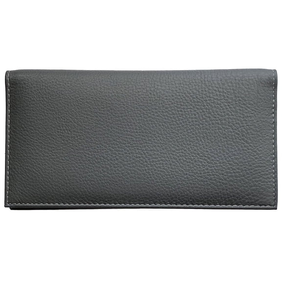 Grey Basic Leather Checkbook Cover