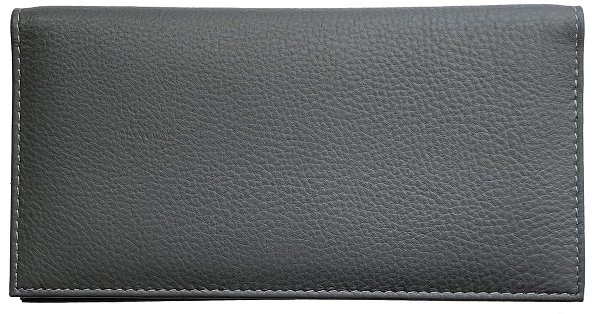 Grey Basic Leather Checkbook Cover