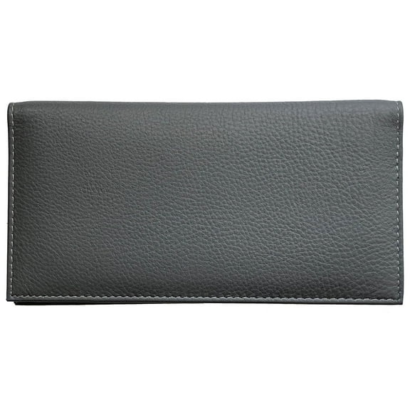 Grey Basic Leather Checkbook Cover