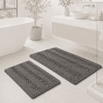 thumbnail image 1 of PrimeBeau Vibrant Striped Bath Rug, Absorbent, Machine Washable, Pack of 2 (20" x 32"/17"x 24") Gray, 1 of 8