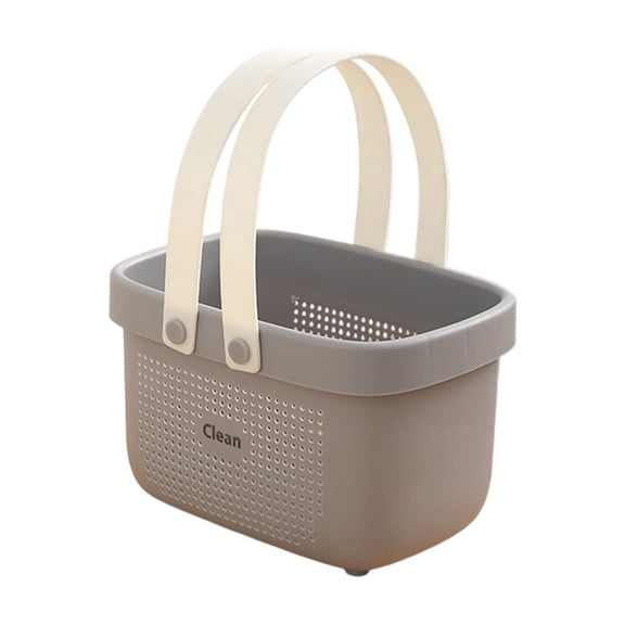 Grey Bath Storage Basket Shower Caddy With Carry Handle Perforated For Bathroom Toiletries
