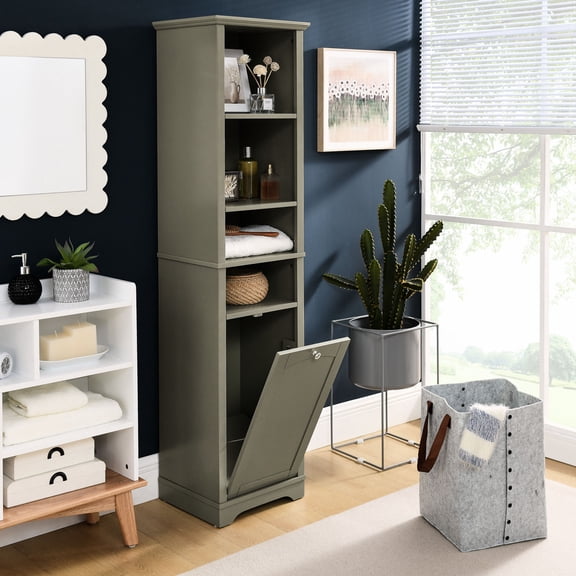 Grey Bathroom Highboard | Perfect for Tight Corners in Home | Easy Assembly and Cleaning for Convenience