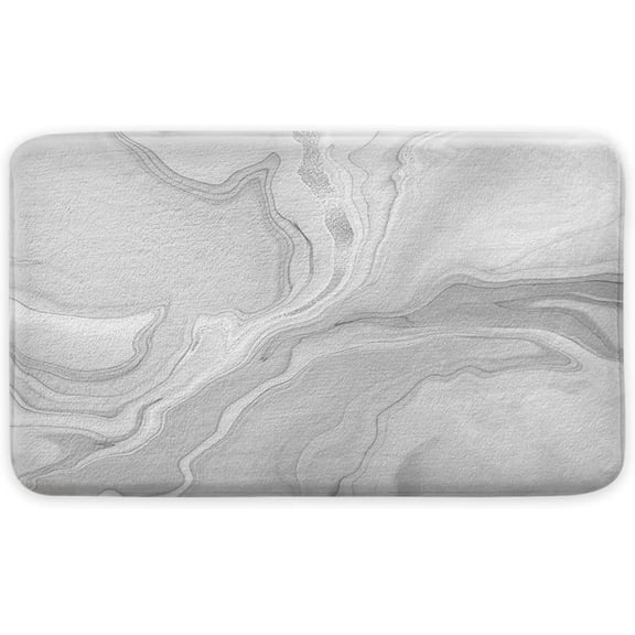 Grey Bathroom Rug Mat, Abstract Marble Bath Mats for Bathroom Non Slip, Modern Bath Rug Soft Luxury Microfiber Floor Rug for Tub Shower 17" x 29"