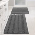 thumbnail image 1 of Grey Bathroom Rug Set Bath Mats, 2 Piece Bath Mats for Bathroom Non Slip Thick Soft Chenille Striped Bath Rug Set, Bath Mats for Bathroom Sets (Grey, 20" x 32"/17" x 24"), 1 of 6