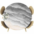 thumbnail image 1 of Grey Beach Coastal Round Tablecloth 36-44 Inch Round Fitted Table Cloth with Elastic Edge, Summer Nautical Seaside Ocean Ombre Waterproof Table Cover Protector for Outdoor Picnic Party Dining, 1 of 9