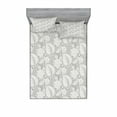 thumbnail image 1 of Grey Bedding Set with Sheet & Covers, Big Leaves on Old Fashion Floral Background Feminine Dramatic Style Retro Graphic Print, Printed Bedroom Decor 2 Shams, 4 Sizes, Grey, by Ambesonne, 1 of 3