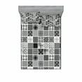 thumbnail image 1 of Grey Bedding Set with Sheet & Covers, Mixed Checkered Squared Scotch Plaid Striped Patterns in Patchwork Style Image, Printed Bedroom Decor 2 Shams, 4 Sizes, Black White Grey, by Ambesonne, 1 of 3