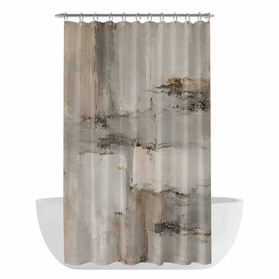Grey Beige Abstract Art Shower Curtain - Water Repellent Fabric Shower Curtains Washable, Luxury Aesthetics Decorative Polyester Cloth Bathroom Curtains Modern Bath Decor 36"x72"