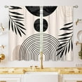 thumbnail image 1 of Grey Beige Abstract Mid Century Small Kitchen Curtains Leaf Window Treatment Boho Modern Cafe Short Curtains for Bathroom Dining Room Minimalist Geometric Tier Treatment Drapes 27.5x39 inch, 1 of 6