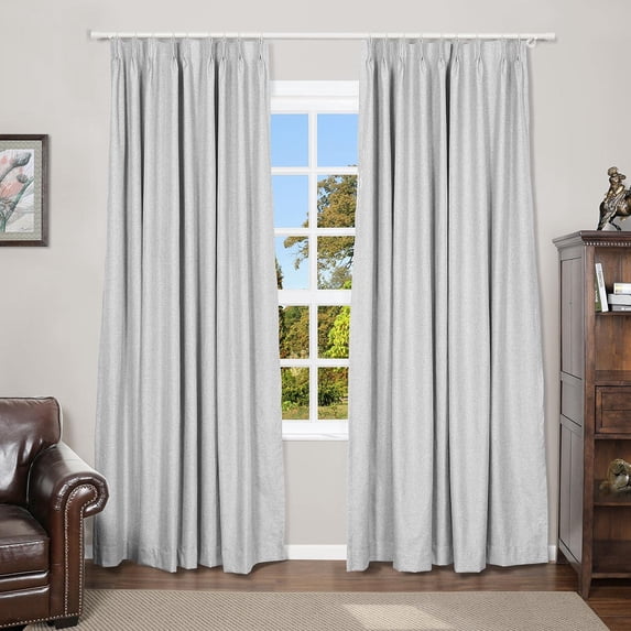 Grey Beige Linen Look Blackout Drape, Solid Thermal Insulated Sun Blocking Privacy Pinch Pleat Curtain for Bedroom Living Room, 84W x 96L, 1 Panel outdoor curtains
