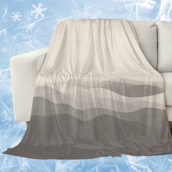 Grey Beige Ombre Cooling Blanket for Hot Sleepers, Soft Breathable Cool Summer Blanket for Night Sweats, Minimalist Ocean Waves Linen Lightweight Ice Silk Sofa Throw Blankets All Season 30"x40"