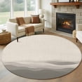 thumbnail image 1 of Grey Beige Ombre Large Round Rug 8 FT, Non Slip Living Room Area Carpet, Minimalist Ocean Waves Linen Washable Soft Circle Rug Non-Shedding Floor Carpet for Bedroom Office Dining Room, 1 of 9