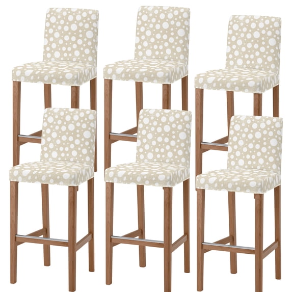 Grey Beige Polka Dot Bar Stool Covers - Stretch Dining Chair Covers Set ...