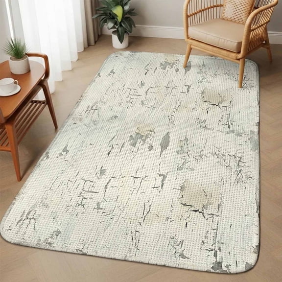 Grey Beige Vintage Washable Area Rugs for Living Room Bedroom, Large Non Slip Indoor Floor Carpet Absorbent Low Pile Retro Shabby Wall Textured Door Mat Rugs for Bathroom Entryway 63"x78.7"