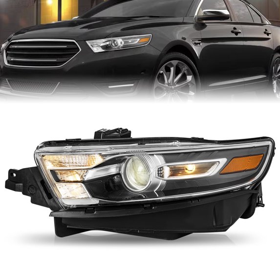 Grey Bezel Halogen Headlight For 2013-2014 Ford Taurus Left Driver Side Lamp LH
