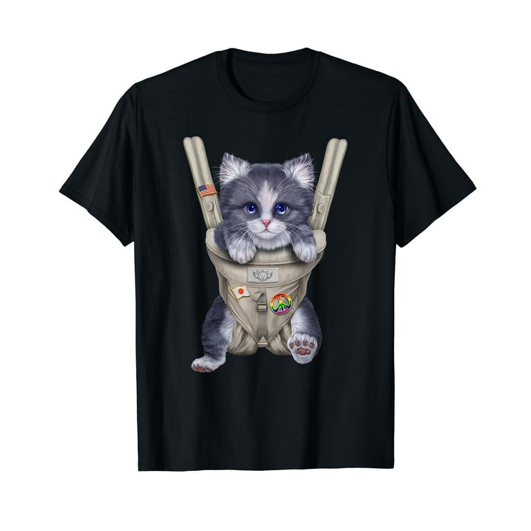 Grey Bicolor Cat in Baby Carrier T Shirt Walmart