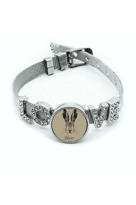 Grey Big-nosed Hare Animal Bracelet Wristband Crystal Love Adjustable Bangle