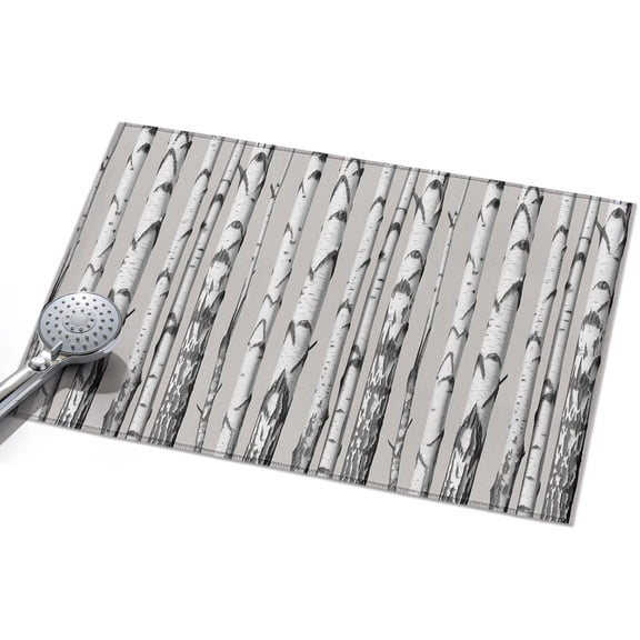 Grey Birch Tree 2x3ft Non Slip Area Rug Retro Abstract Art Geometric Gray Wood Stripe Washable Soft Area Rugs for Living Room, Indoor Circle Carpet for Bedroom Dining Room Kitchen