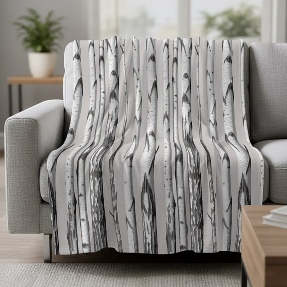 Grey Birch Tree Fleece Throw Blanket Retro Abstract Art Geometric Gray Wood Stripe Ultra Soft Fuzzy Cozy Flannel Throw Blanket for Couch Sofa Bed Car Travel, Ideal Gifts 40x50 Inches