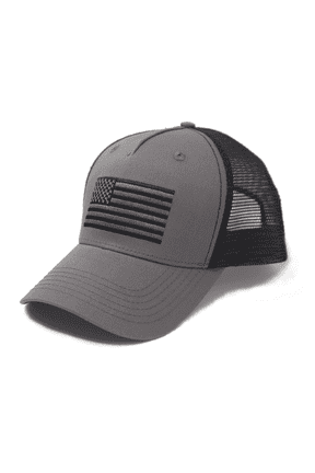 Grey & Black American Flag Hat for Men & Women USA Snapback Trucker Baseball Cap by International Tie