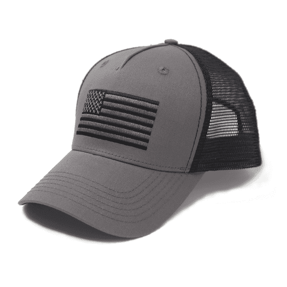 Grey & Black American Flag Hat for Men & Women – USA Snapback Trucker Baseball Cap by International Tie