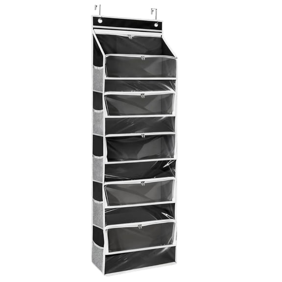 Grey Black Beige Hanging Storage Unit Featuring Viewable PVC Window Design