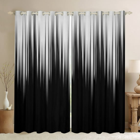 Grey Black 30%-50% Blackout Curtains Abstract Gradient Stripes Curtains & Drapes,Vintage Ombre Art Striped Lines Geometric Window Curtains,Stripe Modern Curtains 38"Wx54"L