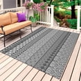 thumbnail image 1 of Grey Black Boho Outdoor Rug 5x7 Ft, Non Slip Washable Area Rug, Vintage Ethnic Tribe Abstract Art Patio Rugs Carpet Runner, Large Floor Mat for Indoor/Outdoor Deck Porch Camping, 1 of 8