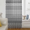 thumbnail image 1 of Grey Black Boho Semi Sheer Curtains Drapes for Living Room, Bedroom, French Doors Window 63 Inches Long, Vintage Ethnic Tribe Abstract Art Rod Pocket Chiffon Curtain Drapery Voile Draperies Panel, 1 of 8