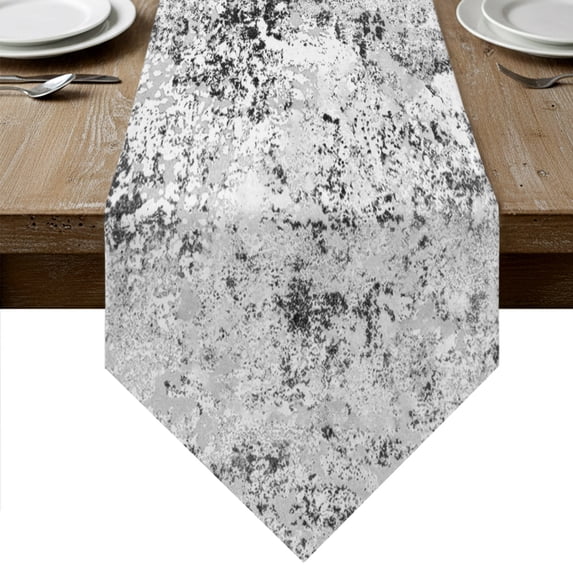 Grey Black Boho Table Runner Linen Burlap Table Runner 48 Inches Long Retro Ethnic Tribe Abstract Art Dresser Scarves for Kitchen Island Coffee Dining Room Party Wedding Holiday Decoration 13"x48"