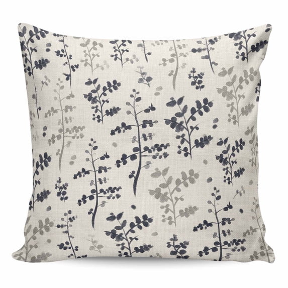 Grey Black Botanical Pillow Covers 20x20 Inch Decorative Throw Pillow Cover, Rustic Country Spring Floral Summer Leaf Sofa Pillowcases Accent Cushion Case Home Decor Bedroom Living Room