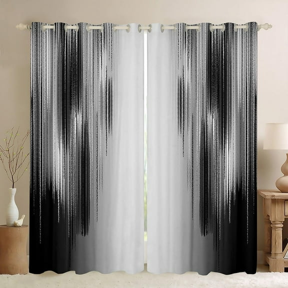 Grey and Black Curtains for Bedroom Living Room (2 Panels, 42 x 54 Inch) Modern Art Darkening Drapes Decor Vintage Messy Rust 30%-50% Blackout Curtains Gradient Stryle Window Treatments