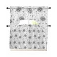 thumbnail image 1 of Grey Black Flower Swag Kitchen Curtains Sets for Windows 24 Inch Length, Spring Watercolor Floral Plant Textured Short Window Curtain Panels Swags Valances and Tiers 3 Piece Set for Cafe/Dining Room, 1 of 5