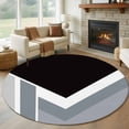 thumbnail image 1 of Grey Black Geometric Round Area Rug 7Ft Washable Circle Rugs for Dorm Laundry Room, Modern Abstract Lines Color Blocks Non-Slip Carpet Floor Mats Indoor Outdoor Carpet Runner Aesthetic Home Decor, 1 of 8