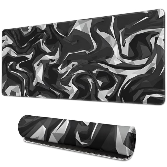 Grey and Black Graphic pad Mousewaterproofno Slip Line Series for Office Home Work GamingmousepadsRubber Base Mousepad with Stitched Edges 31.5x11.8inches