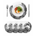 thumbnail image 1 of Grey Black Leaves Round 13 Inch Placemats Set of 4, Summer Botanical Watercolor Leaf HeatResistant Non Slip Place Mats for Dining Table, Wipeable Braided Kitchen Table Mats for Housewarming, 1 of 9