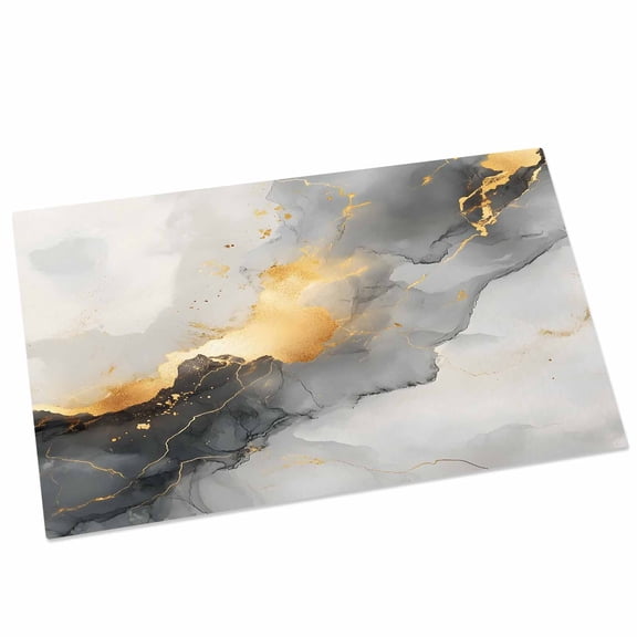 Grey Black Marble Door Mat 16x24 Inch Modern Art Abstract Luxury Gold Texture Entryway Rug with Non-Slip Rubber, Front Door Rug Indoor Floor Mats for Living Room Bathroom Bedroom Home Office