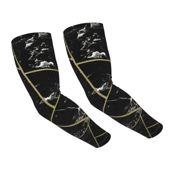Grey Black Marble Geometric Arm Sleeves for Men Women Sun Protection Tattoo Cover up Cooling Sleeves 1 Pair with Finger Hole