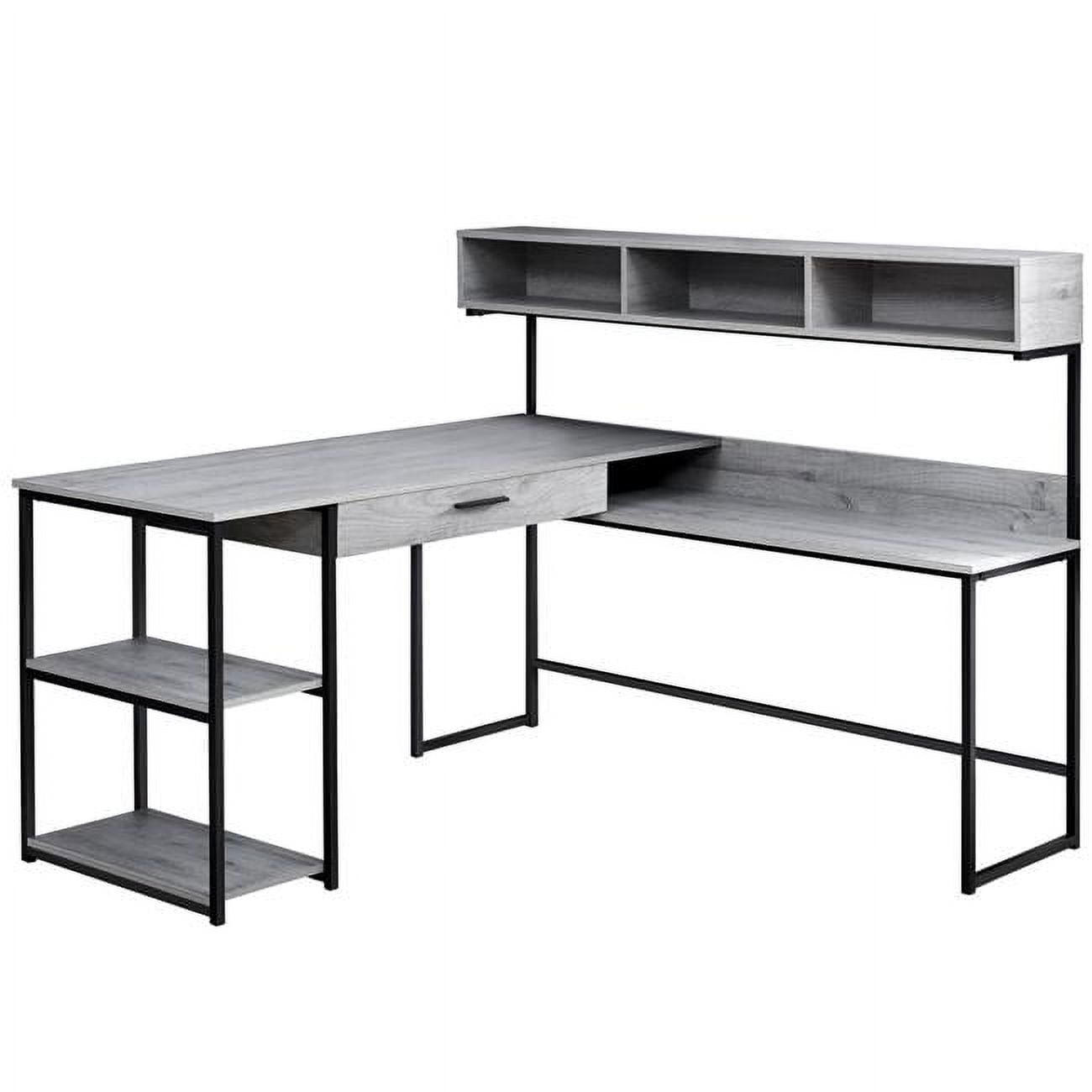 Grey & Black Metal Corner Computer Desk