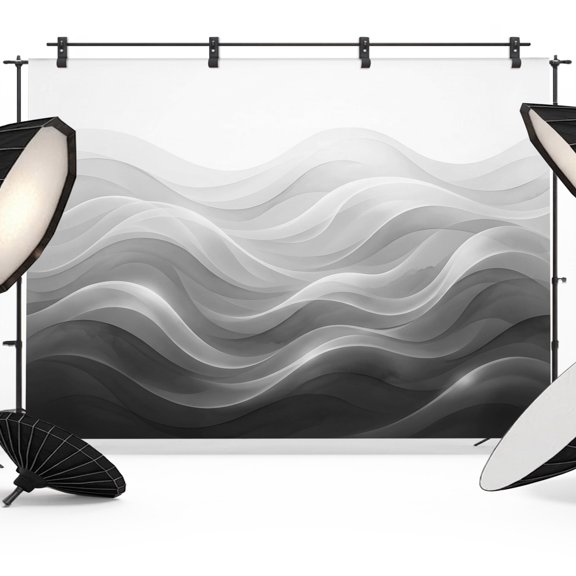 Grey Black Ombre Backdrops for Photography, Abstract Modern Gradient Ripple Fabric Photo Background Sturdy Studio Props for Photo Studio, Video Recording, Booth & Photoshoot 7x5ft