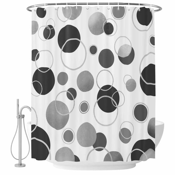 Grey Black Polka Dots Shower Curtain, Waterproof Shower Curtains for Bathroom, Modern Abstract Art Washable Fabric Bathtub Curtain Set Bath Decor with 12 Hooks Extra Long 72"x96"