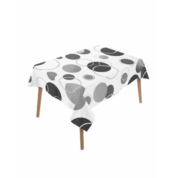 Grey Black Polka Dots Table Cloth, Waterproof Tablecloth for Rectangle Tables, Modern Abstract Art Reusable Washable Fabric Table Cover for Restaurant Kitchen Dining Tables 60"x102" Geometric